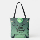 Personalisiertes glückliches Halloween mit grünem Tasche (Rückseite)