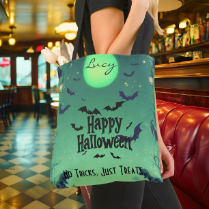 Personalisiertes glückliches Halloween mit grünem Tasche