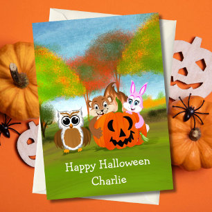 Personalisiertes Glückliches Halloween Streifenhör Karte