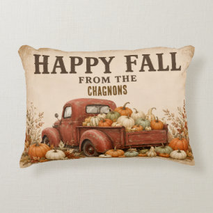 Personalisiertes Glückliches Herbst Vintage-Roter- Dekokissen