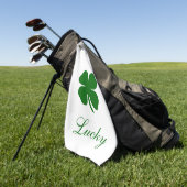 Personalisiertes Glücksklee Grün Golfhandtuch (Gras)
