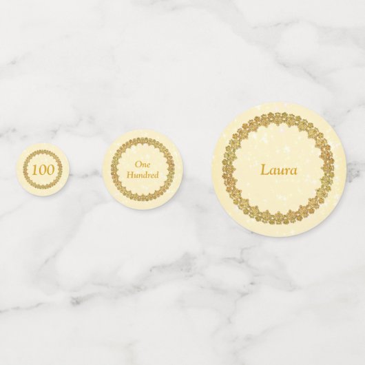 Personalisiertes Gold 100. Geburtstag Konfetti (Vorderseiten)