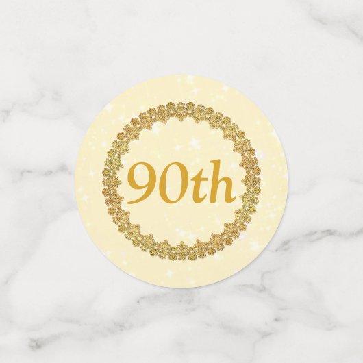 Personalisiertes Gold 90. Geburtstag Konfetti (Klein Vorderseite)