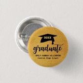 Personalisiertes Gold Abschluss Mortboard Button (Vorne & Hinten)