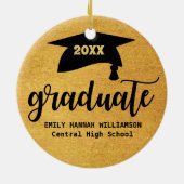 Personalisiertes Gold Abschluss Mortboard Keramik Ornament (Hinten)