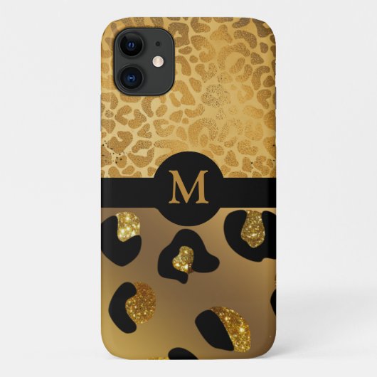 Personalisiertes Gold & Black Animal Print Case Ma (Rückseite)