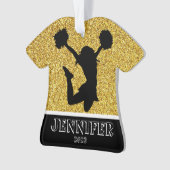 Personalisiertes Gold & Black Cheerleader Ornament (Vorderseite)