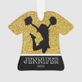 Personalisiertes Gold & Black Cheerleader Ornament (Rückseite)