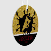 Personalisiertes Gold & Black Cheerleader Ornament (Vorderseite)