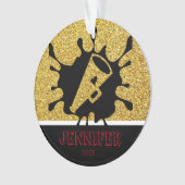 Personalisiertes Gold & Black Cheerleader Ornament (Vorderseite)