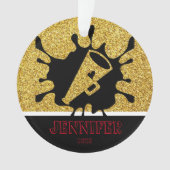 Personalisiertes Gold & Black Cheerleader Ornament (Vorderseite)