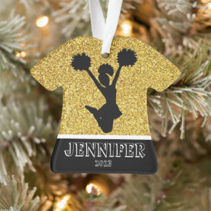 Personalisiertes Gold & Black Cheerleader Ornament