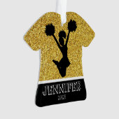 Personalisiertes Gold & Black Cheerleader Ornament (Vorderseite)