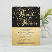 Personalisiertes Gold Black Diamond Ring Brautpart Einladung (Stehend Vorderseite)