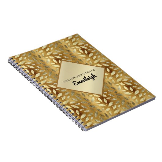 Personalisiertes Gold-Blätter-Journal Notizblock (Rechte Seite)