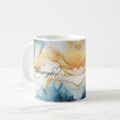 Personalisiertes Gold Blue Watercolor-Geschenk für Kaffeetasse (Vorderseite Links)