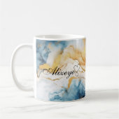 Personalisiertes Gold Blue Watercolor-Geschenk für Kaffeetasse (Links)