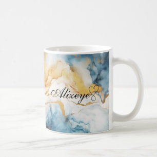 Personalisiertes Gold Blue Watercolor-Geschenk für Kaffeetasse