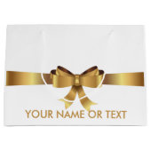 Personalisiertes Gold BOW ELEGANT WHITE Große Geschenktüte (Vorderseite)