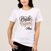 Personalisiertes Gold Bride Squad Junggesellinnena Tri-Blend Shirt (Vorderseite)