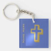 Personalisiertes Gold Christlich Religious Cross B Schlüsselanhänger (Vorderseite)