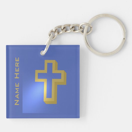 Personalisiertes Gold Christlich Religious Cross B Schlüsselanhänger (Rückseite)