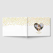 Personalisiertes Gold Confetti auf Weiß Gästebuch (Voll)