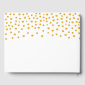 Personalisiertes Gold Confetti auf Weiß Gästebuch (Rückseite)