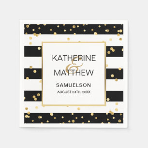 Personalisiertes Gold Confetti Wedding Paper Serviette