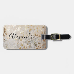 Personalisiertes Gold Cowhid Print Luggage Tag Gepäckanhänger