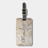 Personalisiertes Gold Cowhid Print Luggage Tag Gepäckanhänger (Vorderseite vertikal)