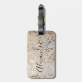 Personalisiertes Gold Cowhid Print Luggage Tag Gepäckanhänger (Rückseite vertikal)