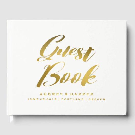 Personalisiertes Gold Foil Marble Wedding Gästebuc Gästebuch (Vorderseite)