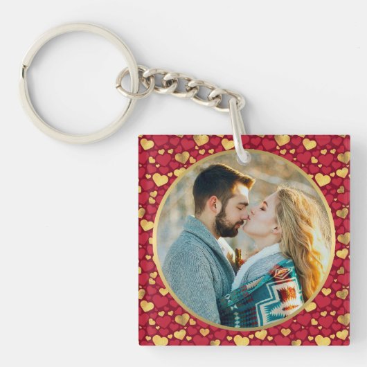 Personalisiertes Gold, Geschenk des Roten Herzens Schlüsselanhänger (Vorderseite)