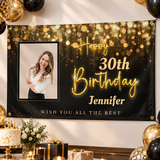Personalisiertes Gold Glänzend Alles Gute zum Gebu Banner