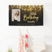 Personalisiertes Gold Glossy Happy Birthday Black Banner (Insitu)