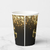 Personalisiertes Gold Glossy Happy Birthday Black Pappbecher (Rechts)