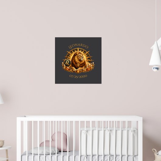 Personalisiertes Gold-Grau-Löwe-Sternzeichen-Poste Poster (Kinderzimmer 2)