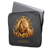 Personalisiertes Gold-Grau Sternzeichen Löwe  Laptopschutzhülle (Vorderseite Links)