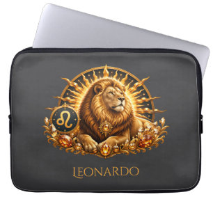 Personalisiertes Gold-Grau Sternzeichen Löwe  Laptopschutzhülle