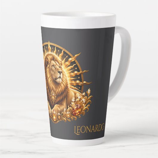 Personalisiertes Gold-Grau Sternzeichen Löwe Milchtasse (Rechte Ecke)
