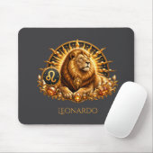 Personalisiertes Gold-Grau Sternzeichen Löwe Mousepad (Mit Mouse)