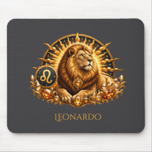 Personalisiertes Gold-Grau Sternzeichen Löwe  Mousepad