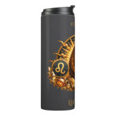 Personalisiertes Gold-Grau Sternzeichen Löwe Thermosbecher (Nach links gedreht)
