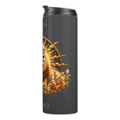 Personalisiertes Gold-Grau Sternzeichen Löwe Thermosbecher (Nach rechts gedreht)