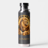 Personalisiertes Gold-Grau Sternzeichen Löwe Trinkflasche (Links)