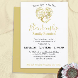 Personalisiertes Gold Heart Tree Family Wiedersehe Einladung
