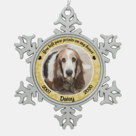 Personalisiertes Gold-Hund-Memorial Schneeflocken Zinn-Ornament