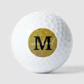 personalisiertes Gold in Schwarzweiß Golfball (Vorderseite)