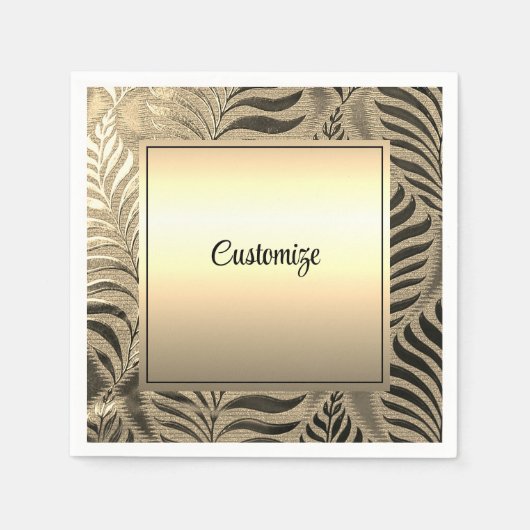 Personalisiertes Gold Leaf Motif Serviette (Vorderseite)